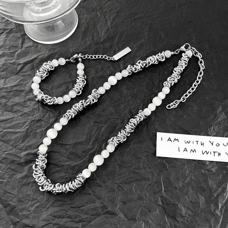 Collana con pietra occhio di gatto con personalità semplice, stile freddo e lussuoso, per uomini e donne, collana di alta qualità e bracciale per coppie_voghion.com