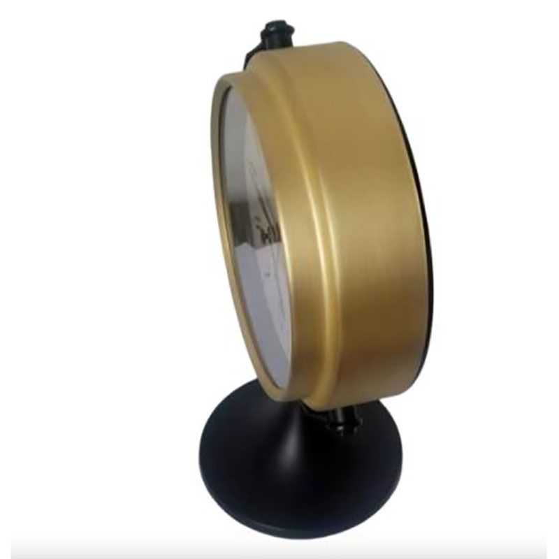 Metall-Globus-Wecker, Retro-Tischuhr, goldene Schale, schwarzer Sockel, 180 Grad schwenkbar, leises Uhrwerk, BB-Alarm_voghion.com