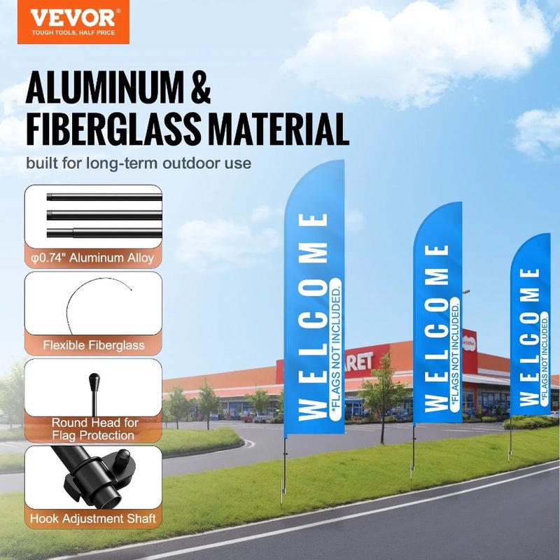 Kit di picchetti per asta portabandiera Swooper con piume da 3,5 m e pacchi di piume da 16,3 piedi_voghion.com