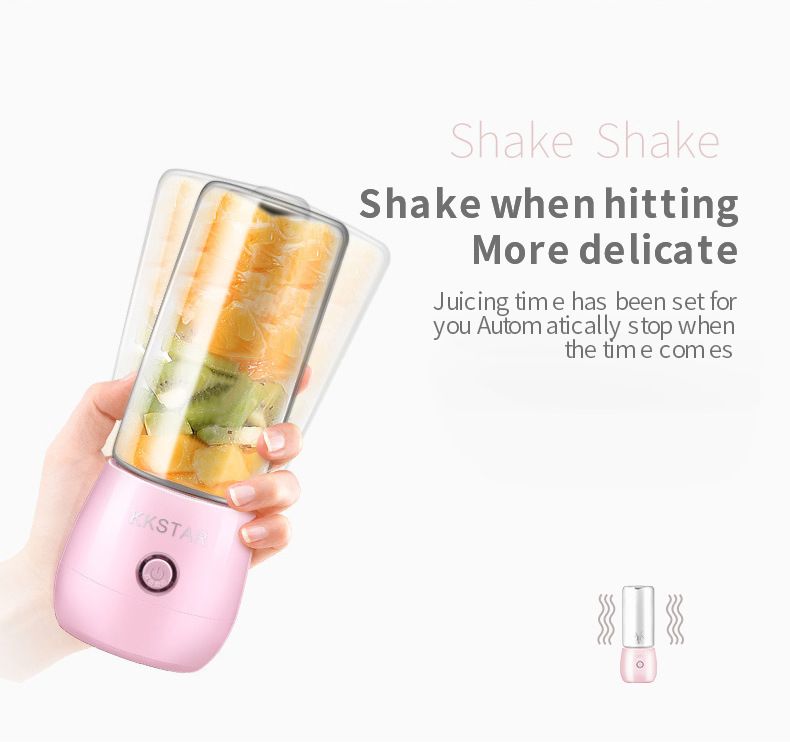 Portable Electric Juicer Blender, 400ml USB Rechargeable Smoothie Cup With 6 Blades, BPA-Free Travel Fruit Juice Maker For Home Gym Office_voghion.com