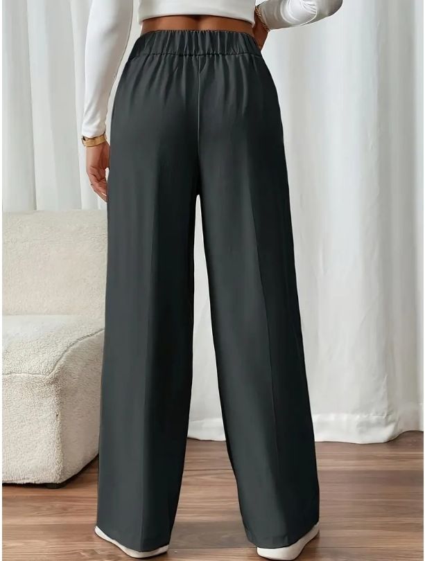 Dameskleding Drape Mopping Casual Broek Hoge Taille Broek Losse Temperament Recht Niche Ontwerp Effen Kleur Broek_voghion.com