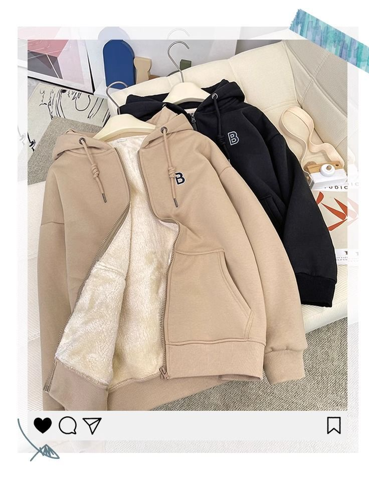 Ženska oblačila Žametna, odebeljena jopica sherpa s kapuco za ženske, jesen in zima, nova ženska ohlapna topla jopica z dolgimi rokavi in zadrgo_voghion.com