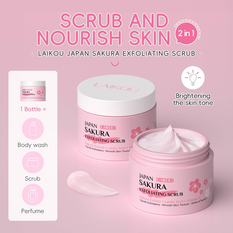 LAIKOU Sakura sejas skrubis - maigs pīlings un mitrināšana, 25g_voghion.com