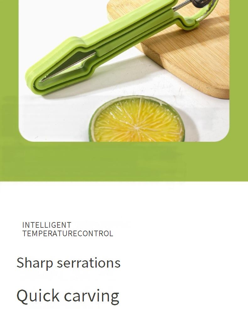 Drei-in-Eins-Obstschnitzmesser, Obstballenausstecher, Edelstahl-Obstschnitzmesser, Wassermelonen-Ausstecher, dreiteiliges Set_voghion.com