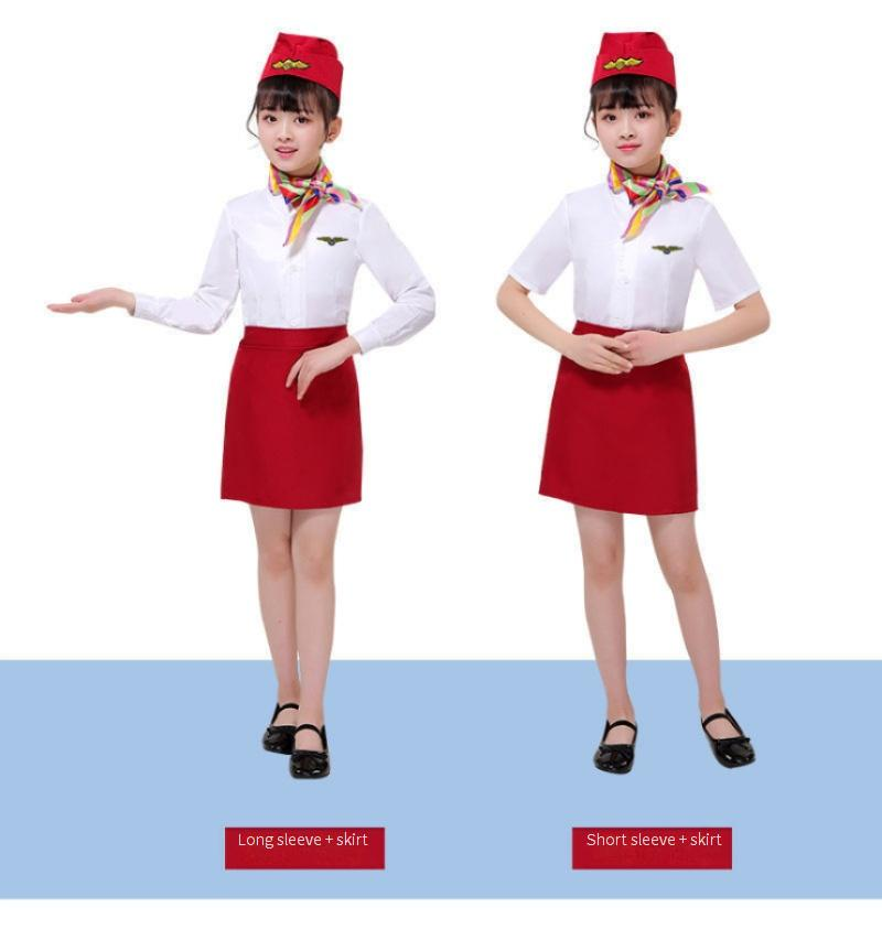 Mother & Kids Children's Captain Stewardess Uniform Primary School Student Vest Flight Attendant Pilot_voghion.com
