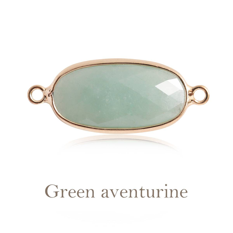 Women's Jewelry Natural Stone Crystal Double Hanging Pendant Long Oval Double Hole Edging Pendant DIY Double Hook Bracelet Accessories Material_voghion.com
