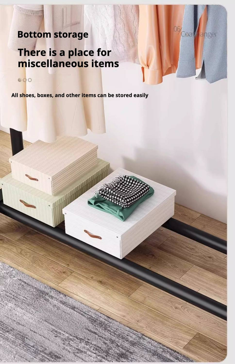 Adjustable Height Clothes Drying Rack – Heavy-Duty Steel Laundry Stand For Home, Dorm & Balcony, Mobile With Wheels, Space-Saving Design_voghion.com