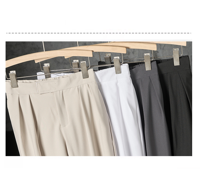 Pantalones tobilleros ajustados con cierre de velcro para hombre: pantalones de vestir ligeros de verano con tejido transpirable, antiarrugas y cómodos para uso informal y de oficina._voghion.com