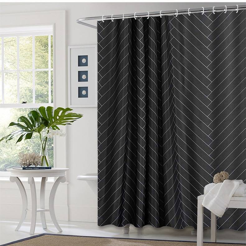 Tenda da doccia con stampa geometrica moderna – Decorazione da bagno in poliestere impermeabile con linee astratte, 180x180 cm_voghion.com