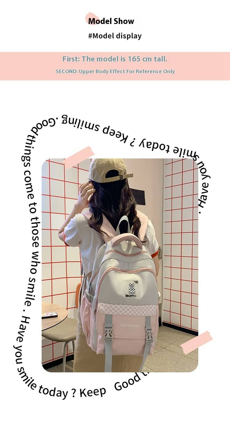 GUIYU Large Capacity Checkered Backpack For School & Travel - Lightweight Durable Unisex Rucksack With Breathable Cushioned Straps (Multiple Colors)_voghion.com