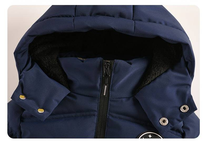 Boys' Winter Jacket With LED Light-Up Design – Thick Insulated Hooded Coat (100-155cm, Black/Army Green/Light Blue/Navy)_voghion.com