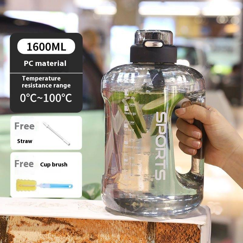 1.6L/2.5L/4L Large Capacity Sports Water Bottle – BPA-Free PC, Leak-Proof, With Carry Handle & Bonus Accessories (Brush, Strap, Straw)_voghion.com