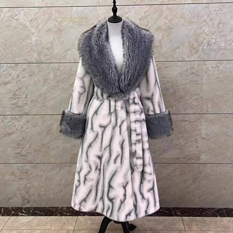 Luxury Faux Fur Coat Winter Fashion V-Neck Long Sleeve Elegant Women's Outerwear With Leopard Print_voghion.com
