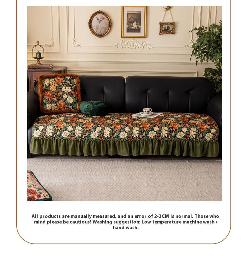 Maillard Style Sofa Cover – Floral Print Elastic Couch Protector (Polyester, Anti-Slip, Multiple Sizes)_voghion.com