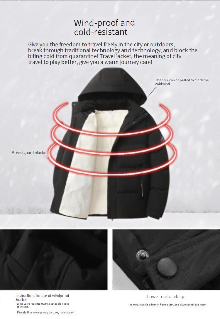 Giacca invernale da uomo con cappuccio staccabile – Cappotto impermeabile foderato in pile pesante per adolescenti e giovani adulti (M-5XL)_voghion.com