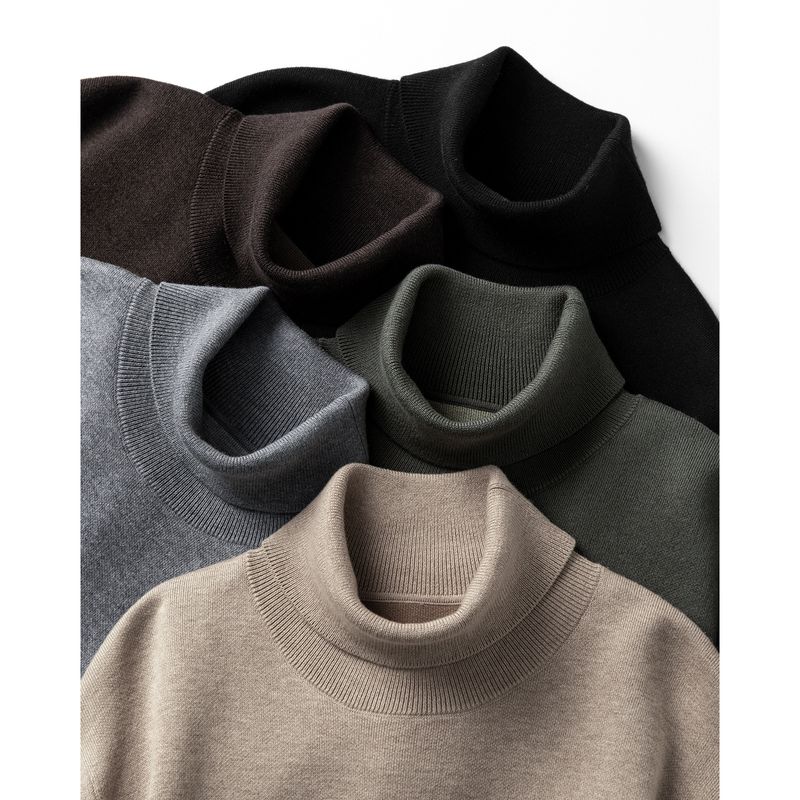 Herren-Strickpullover mit Anti-Pilling, hohem Halsausschnitt, schmaler Passform, dehnbar, warm, für den Herbst und Winter, lässige Lagenlooks_voghion.com