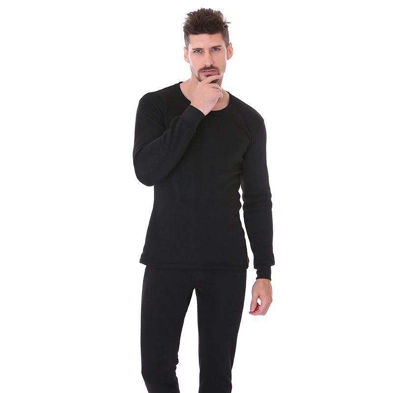 Ensemble de sous-vêtements thermiques pour homme, doublé polaire, haut à manches longues et pantalon chauds pour l'hiver, couche de base souple et extensible pour temps froid_voghion.com