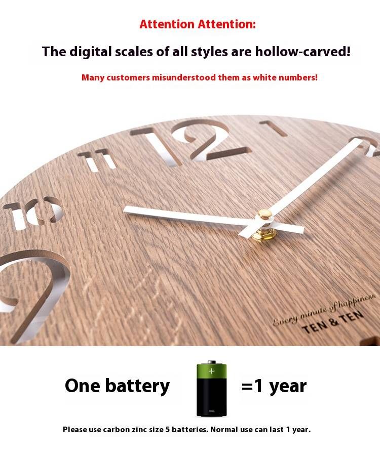 14" Scandinavian Silent Wall Clock – Minimalist Round Wooden Fiberboard Clock With Sweep Movement For Living Room, Bedroom & Office_voghion.com