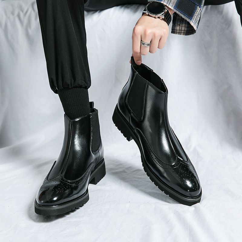 Men's Versatile Washed High-Top Leather Boots Outdoor Lace-Up Martens Boots_voghion.com