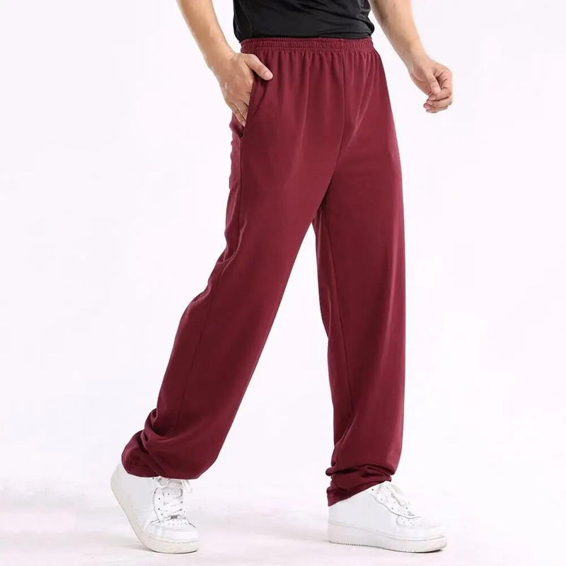 Pantalones holgados para hombre, pantalones de chándal ajustados de Color sólido, pantalones casuales elásticos, pantalones para correr de talla grande 4XL para hombre_voghion.com