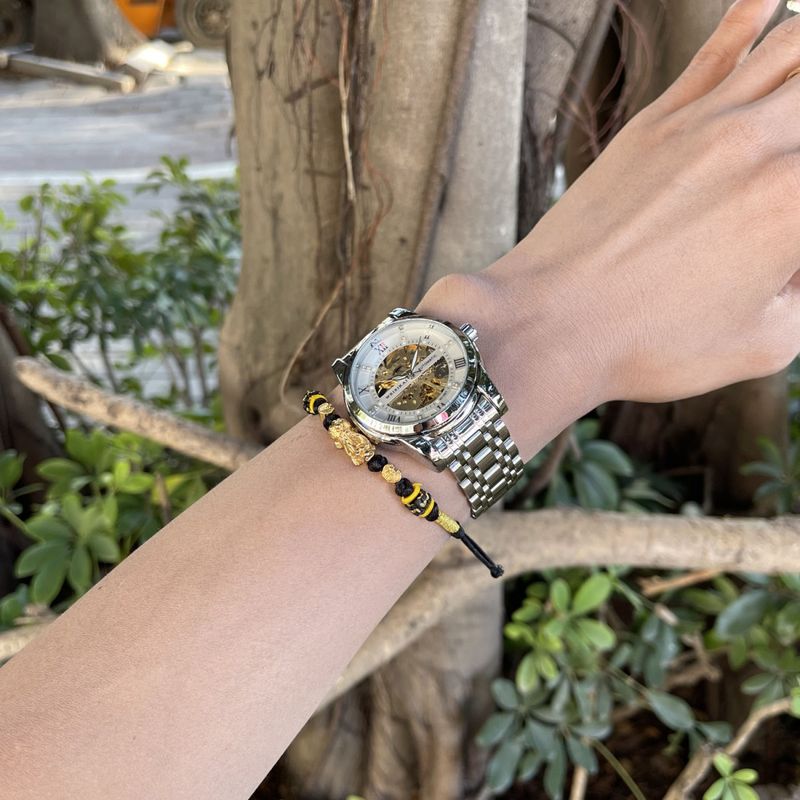 Not Many, Double-sided Hollow Automatic Mechanical Watch Men's Waterproof Fashion Student Luminous Steel Belt Watch_voghion.com