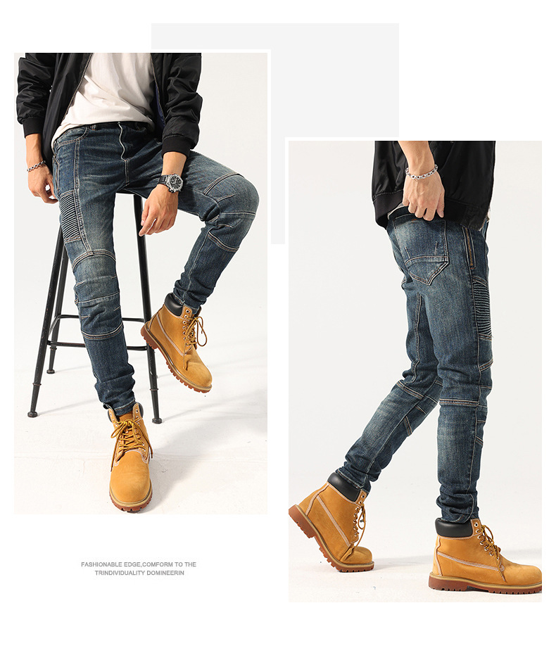 Jeans i jeans med flera fickor i jeans för män_voghion.com