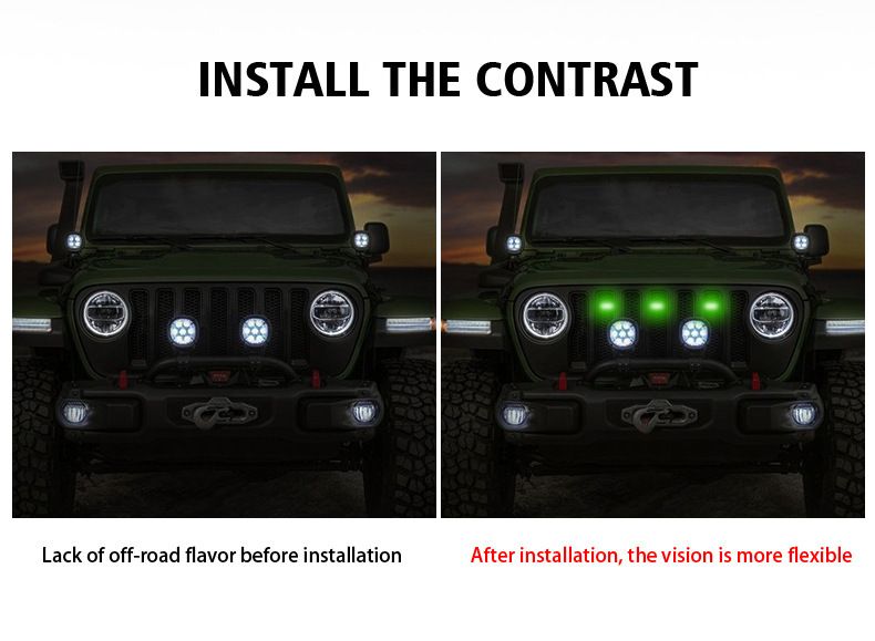 Vente chaude voiture RVB calandre petite lumière jaune LED décoration petite lumière jaune modifiée Bluetooth contrôle calandre feu de circulation diurne_voghion.com