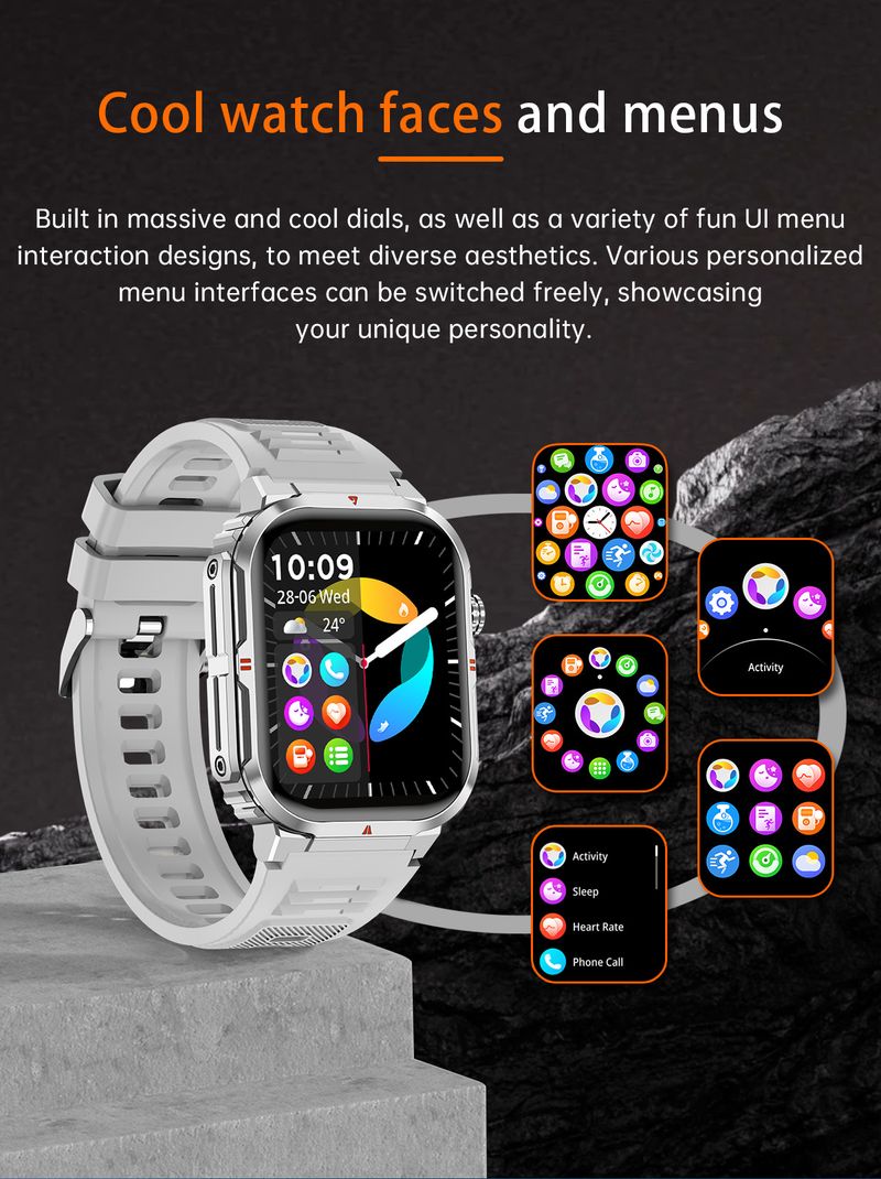 Smart Watch For Men Women With Bluetooth Calling, Voice Assistant, Heart Rate Blood Pressure Oxygen Monitor, Fitness Tracker, Sleep Tracking_voghion.com