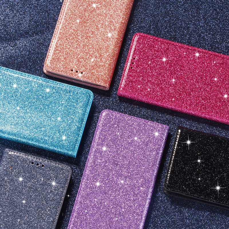Lommebok glitterveske til Samsung Galaxy S21 Ultra S21 FE S20 FE S10 Plus A03S A12 A13 A21S A22 A31_voghion.com