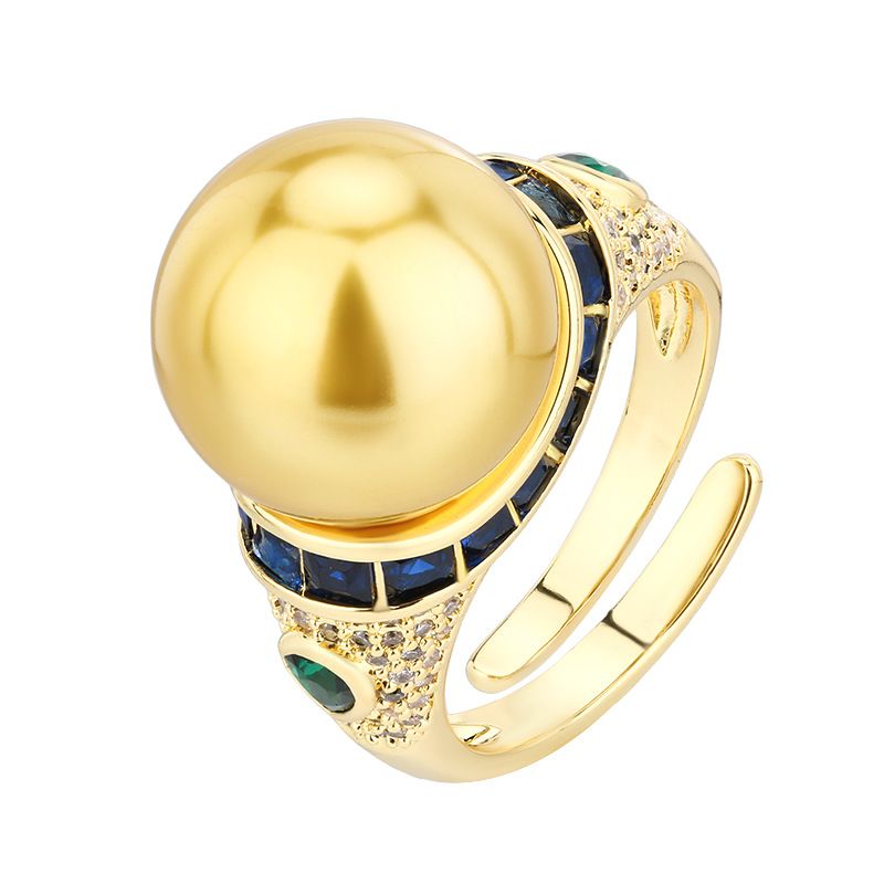 Herbst und Winter Zhuangsheng Schmuck Kupfer Überzogene Neue Stil Intarsien Simulierte Perle frauen Ring 14mm_voghion.com