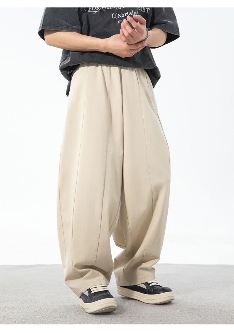 Men's Clothing Men's Spring And Summer New Loose Drape Slightly Tapered Bloomers Split Designtrousers_voghion.com