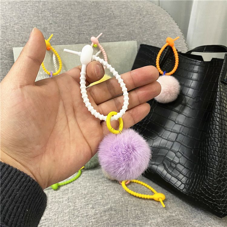 Bag Charm New Creative Cute Plush Bag Pendant Candy Color Girl Keychain Car Keychain Mobile Phone Case Accessories_voghion.com