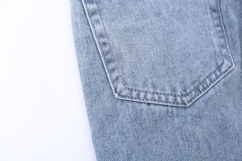 Jeans lavati di colore chiaro con cuciture High Street per pantaloni alla moda Hiphop da uomo con gamba dritta e design di nicchia_voghion.com
