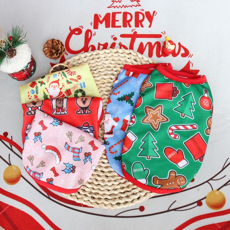 New Christmas Limited Edition Cat And Dog Clothes Vest For Pets Teddy Bichon Small Dogs Short Non-Shedding_voghion.com