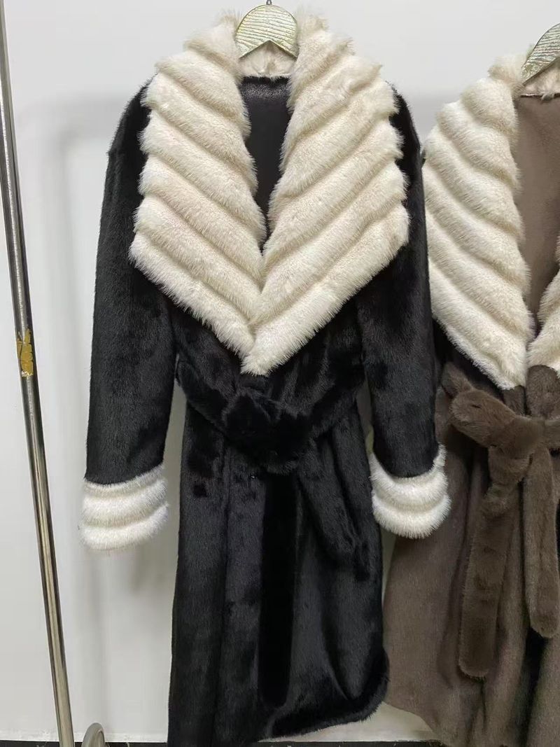 Elegante abrigo de piel sintética de conejo: chaqueta larga de invierno para mujer (talla única, hasta 61 kg, 4 colores)_voghion.com
