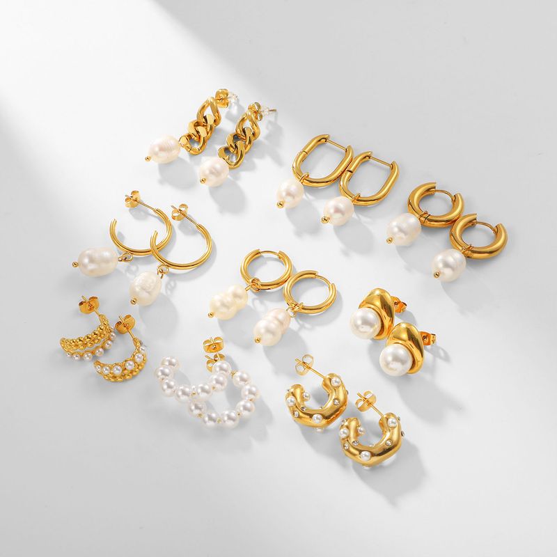 Damen Schmuck K Gold High-End-Ohrringe Modische Retro Perlenohrringe_voghion.com