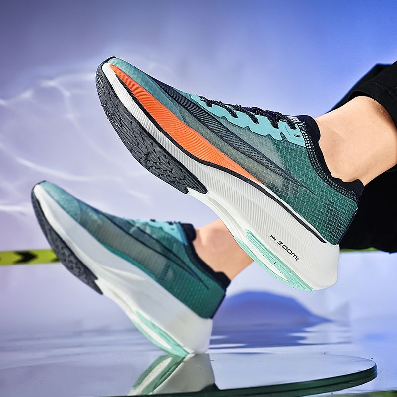 HZCL Scarpe da corsa Scarpe da ginnastica da uomo traspiranti con ritorno elastico in tessuto volante con suola morbida maratona con piastra in carbonio_voghion.com