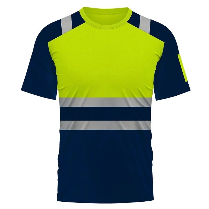 Strip Quick-Dry T-Shirt Construction Site No Reflective Short Sleeve Traffic Safety Clothing_voghion.com