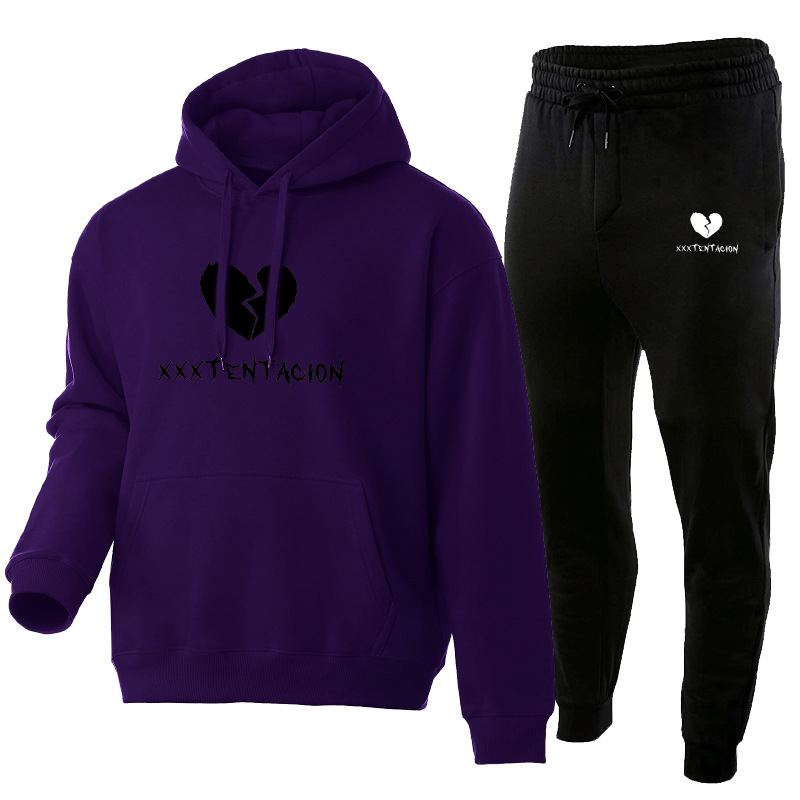 Xxxtentacion bedrucktes Hoodie-Set aus Herrenpullover, Hose und weicher Sportbekleidung_voghion.com
