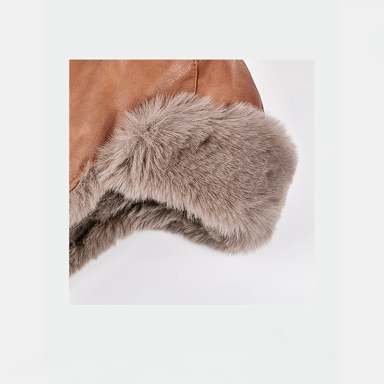 Dizainerio vyriška Maillard lauko motociklo kepurė Lei Feng Vyriška vintažinė žieminė sustorėjusi PU kailio ausų apsauga lauko slidinėjimo kepurė_voghion.com