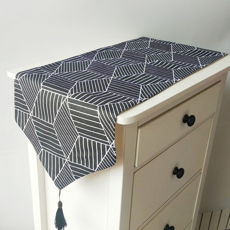 Drapeau de Table à longue bande, table à thé, tissu, meuble TV, meuble à chaussures, couverture, drapeau de lit frais en coton et lin japonais_voghion.com