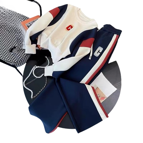 Women's Clothing Design Sense Fashion Thin Contrast Color Leisure Sports Suit_voghion.com