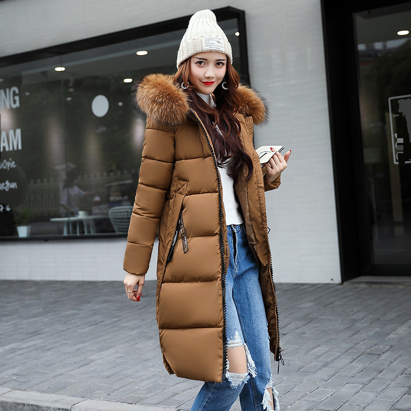 Damenmode mit Kapuze, großer Pelzkragen, warme Jacke, wattierte Jacke aus Baumwolle_voghion.com