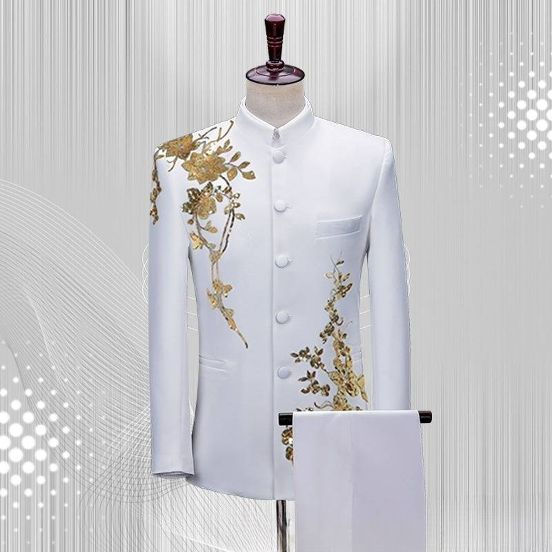 Costum nou cu guler înalt pentru bărbați, costum negru pentru studenți din Republica China, costum de performanță corală, stil chinezesc_voghion.com