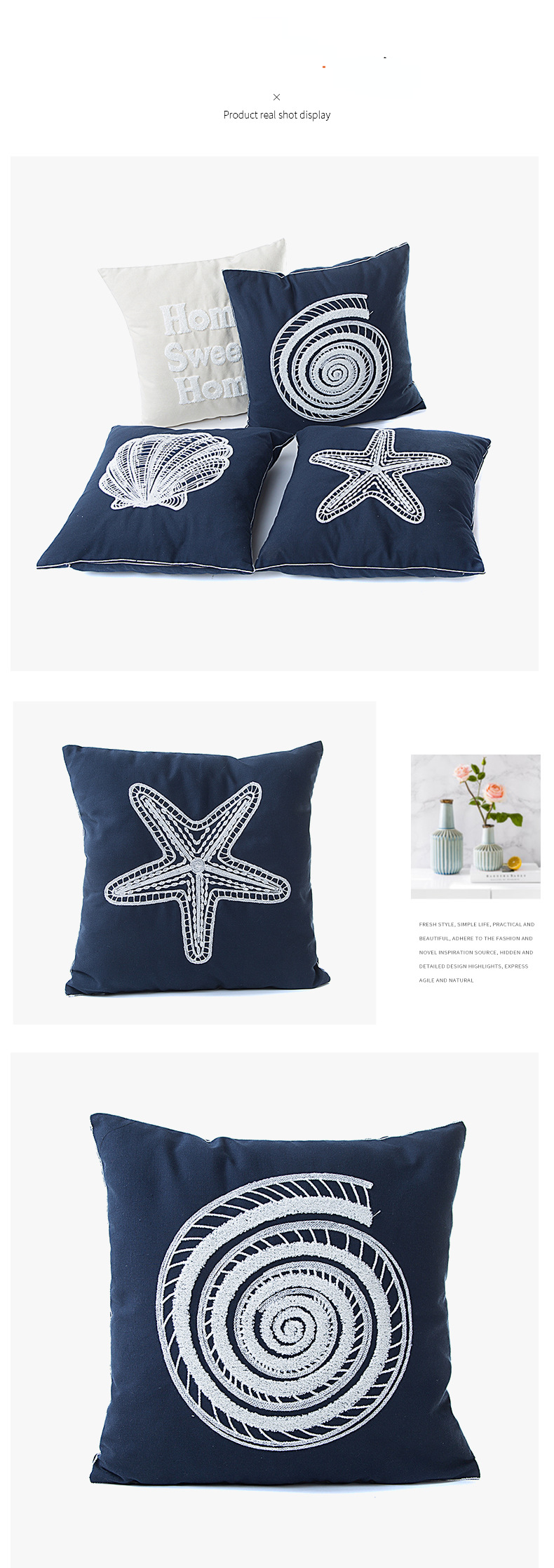 Home Garden Ocean Pillow Pillow Moderno Semplice Copricuscino Copricuscino Divano Camera da letto_voghion.com