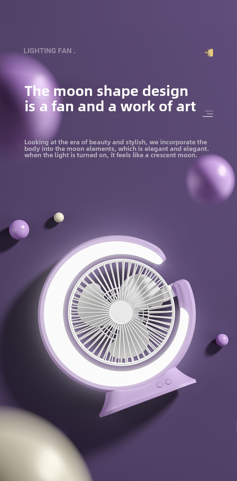 USB Rechargeable Desk Fan With LED Night Light - 360° Rotatable Multi-Functional Cooling Fan For Home & Office_voghion.com