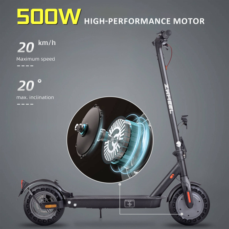 Vankel '36V 500W' elektrische step voor volwassenen, opvouwbare 10" wielen, 10Ah accu, bereik van 20-35 km, dubbele remmen, app-gestuurd, ABE-gecertificeerd, maximumsnelheid 20 km/u_voghion.com