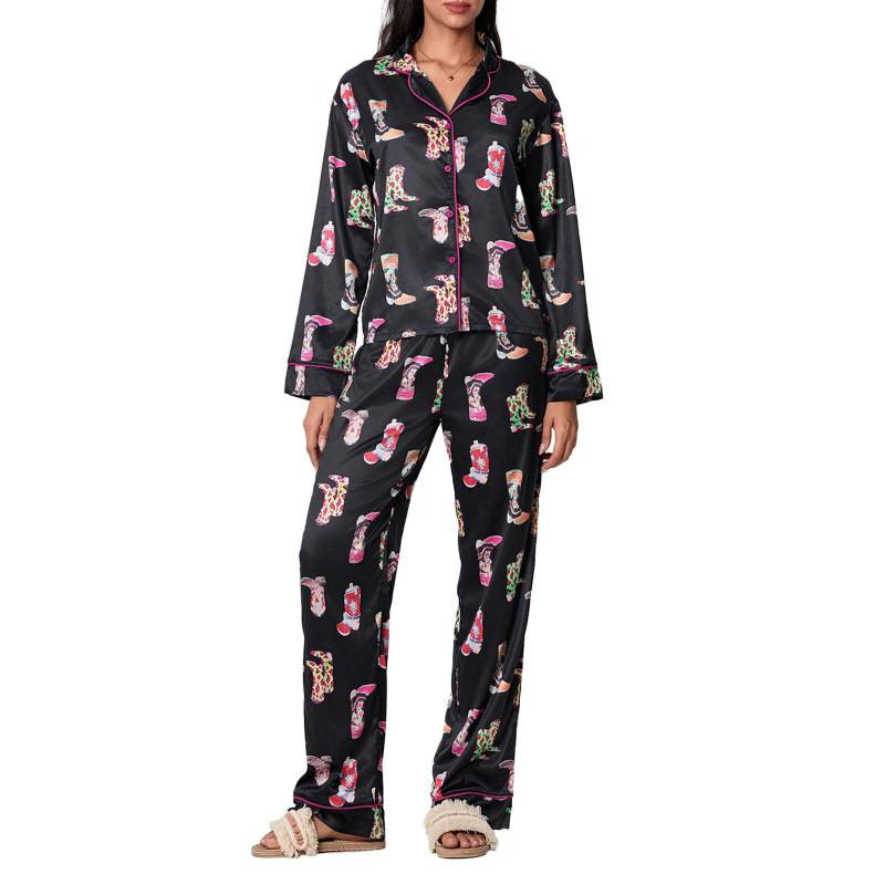 Women's Cute Print Pajama Set Long Sleeve & Pants Soft Comfortable Sleepwear Loungewear Home Outfit S-3XL_voghion.com