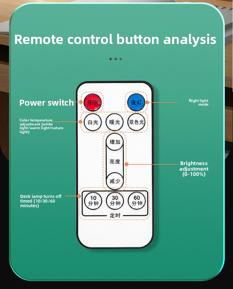 Lampada da scrivania a LED con telecomando – Moderna lampada da studio di grado AA con regolazione intelligente della luminosità (struttura nera da 55 cm, 3 modalità colore, batteria ricaricabile)_voghion.com