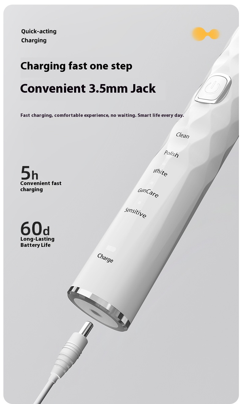 Ultrastille magnetische, sonische elektrische tandenborstel – 5 standen, 38.000 tpm, snel opladen via USB-C, 5 vervangende koppen_voghion.com